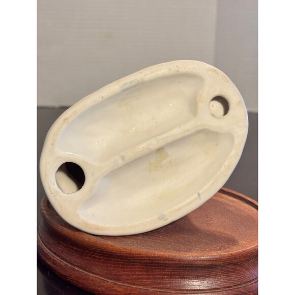 Porcelain Shepherdess & Fawn Figurine On Wooden Base - Picture 8 of 9